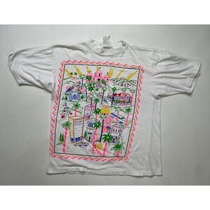 VTG Art Neon Rodeo Drive Designer Stores 1989 T-shirt Women 80s Single Stitch